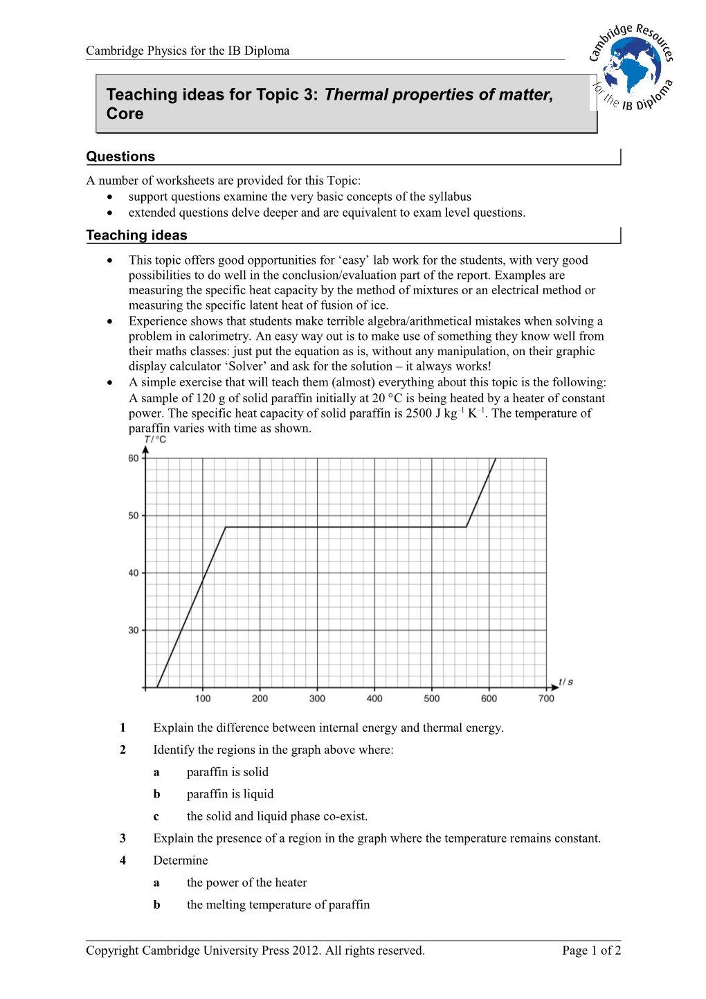 Extension Worksheet Topic 6 s7