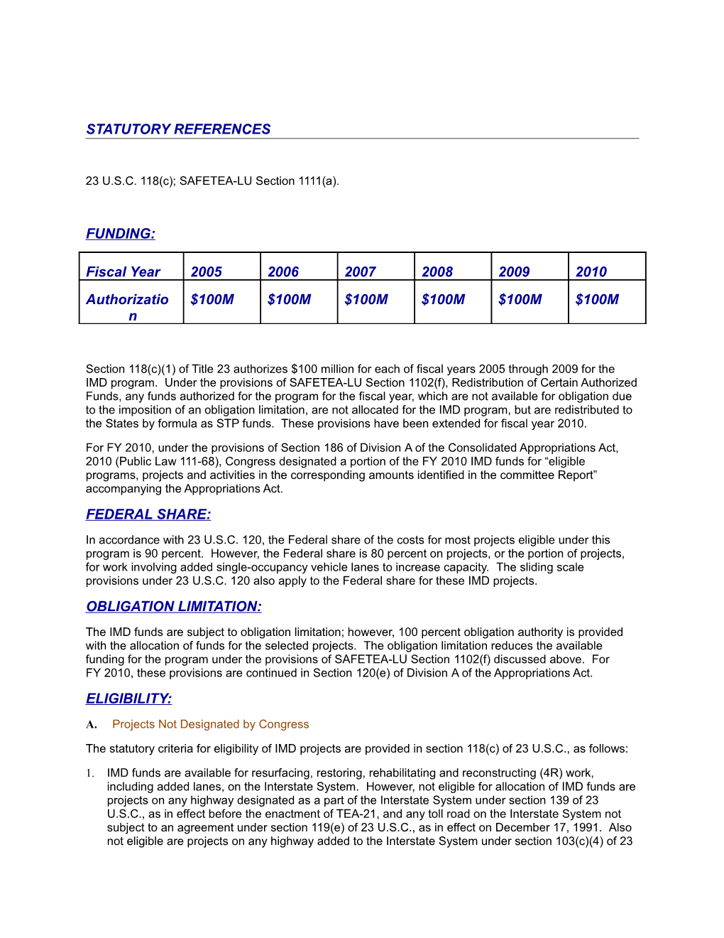 Statutory References