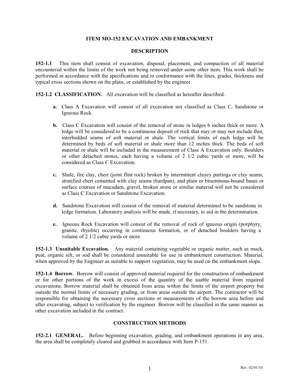 Item P-152 Excavation and Embankment