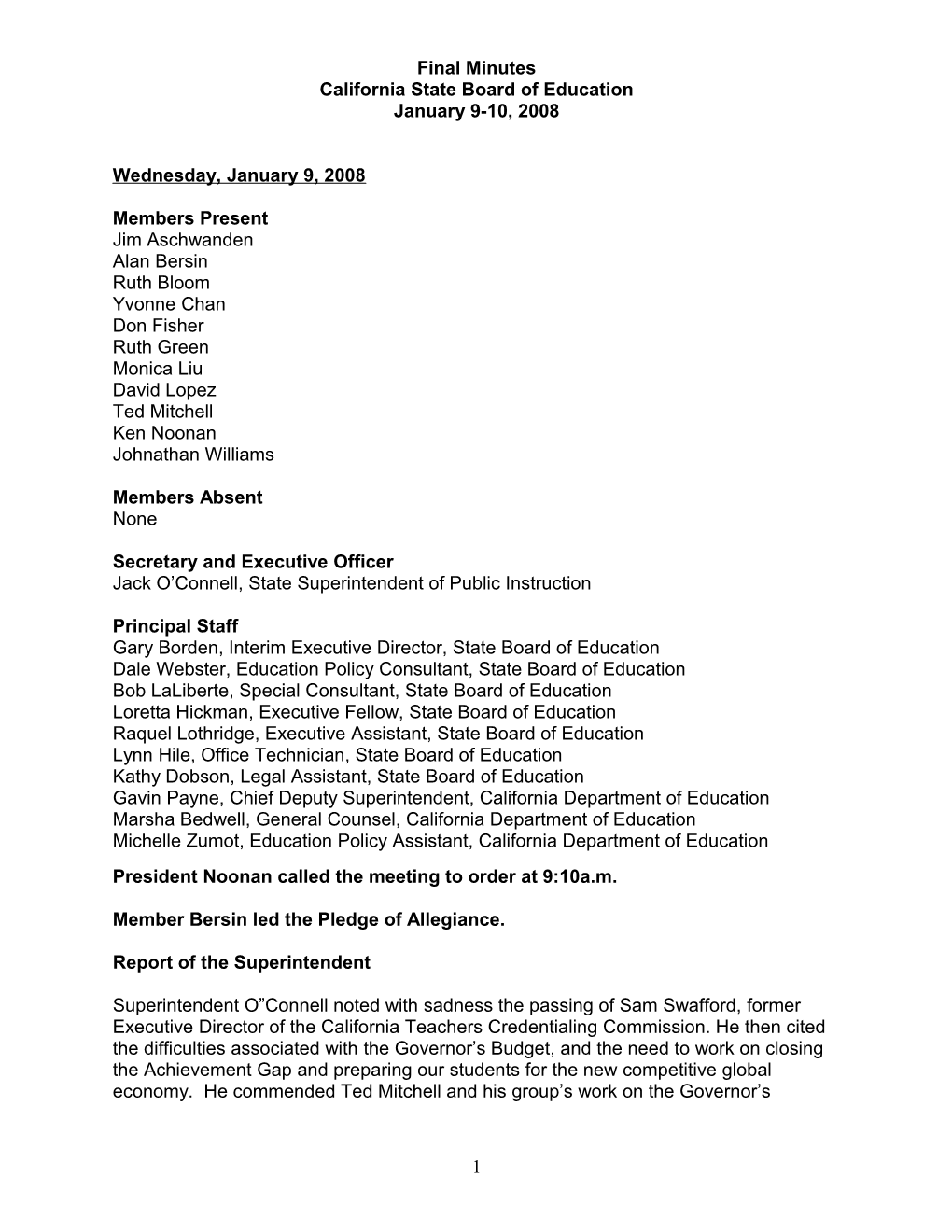 Final Minutes January 9-10, 2008 - SBE Minutes (CA State Board of Education)