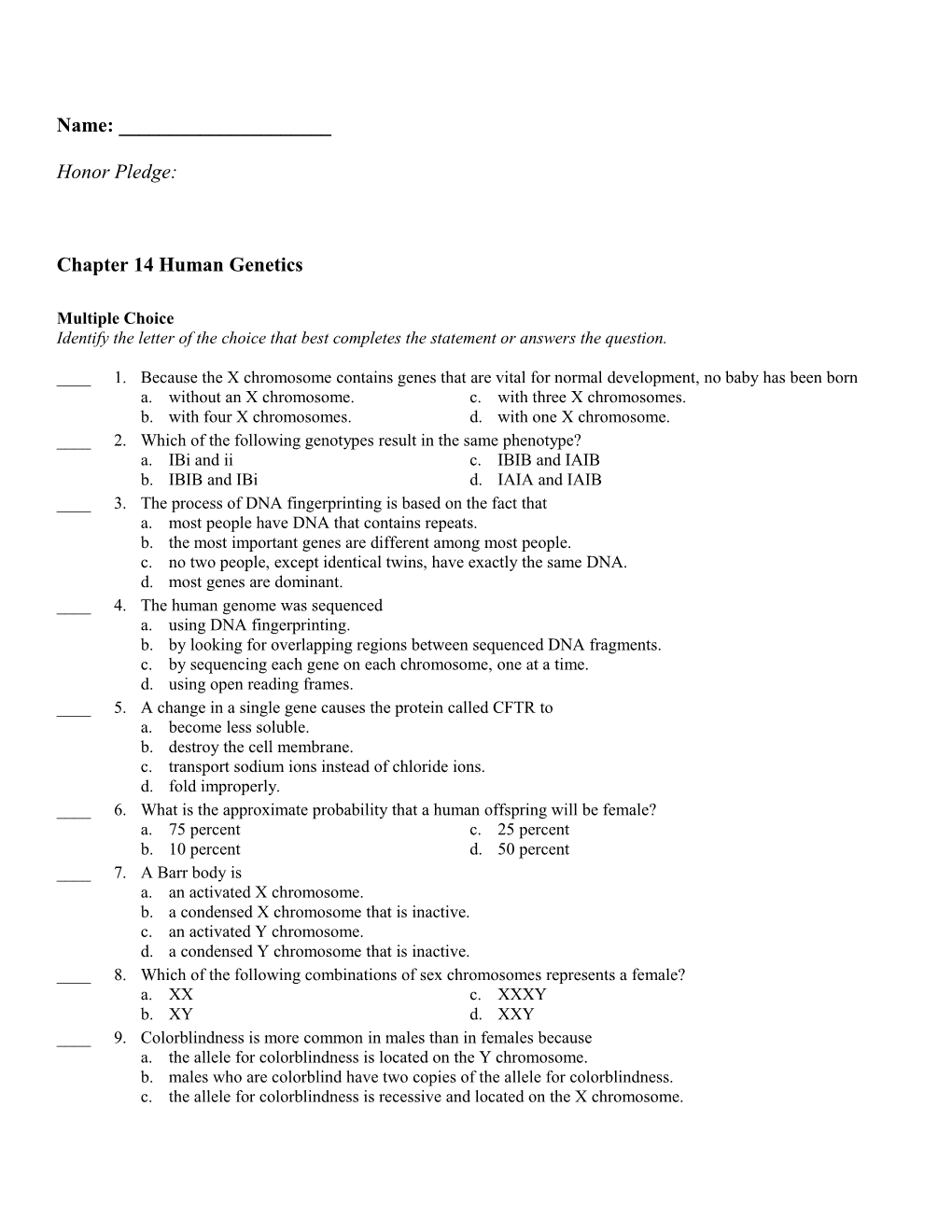 Chapter 14 Human Genetics