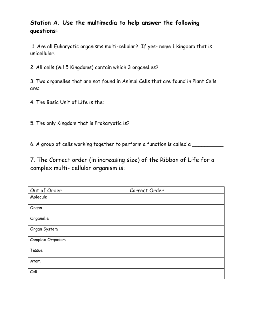 2. All Cells (All 5 Kingdoms) Contain Which 3 Organelles?