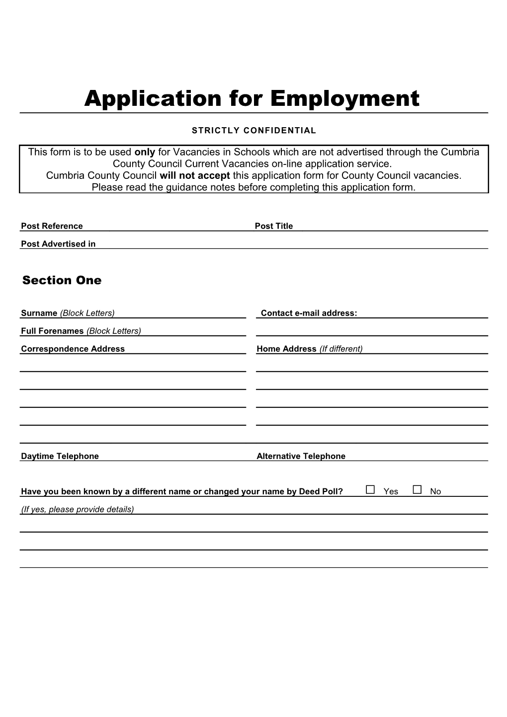 Word Version Electronic Job Application Form