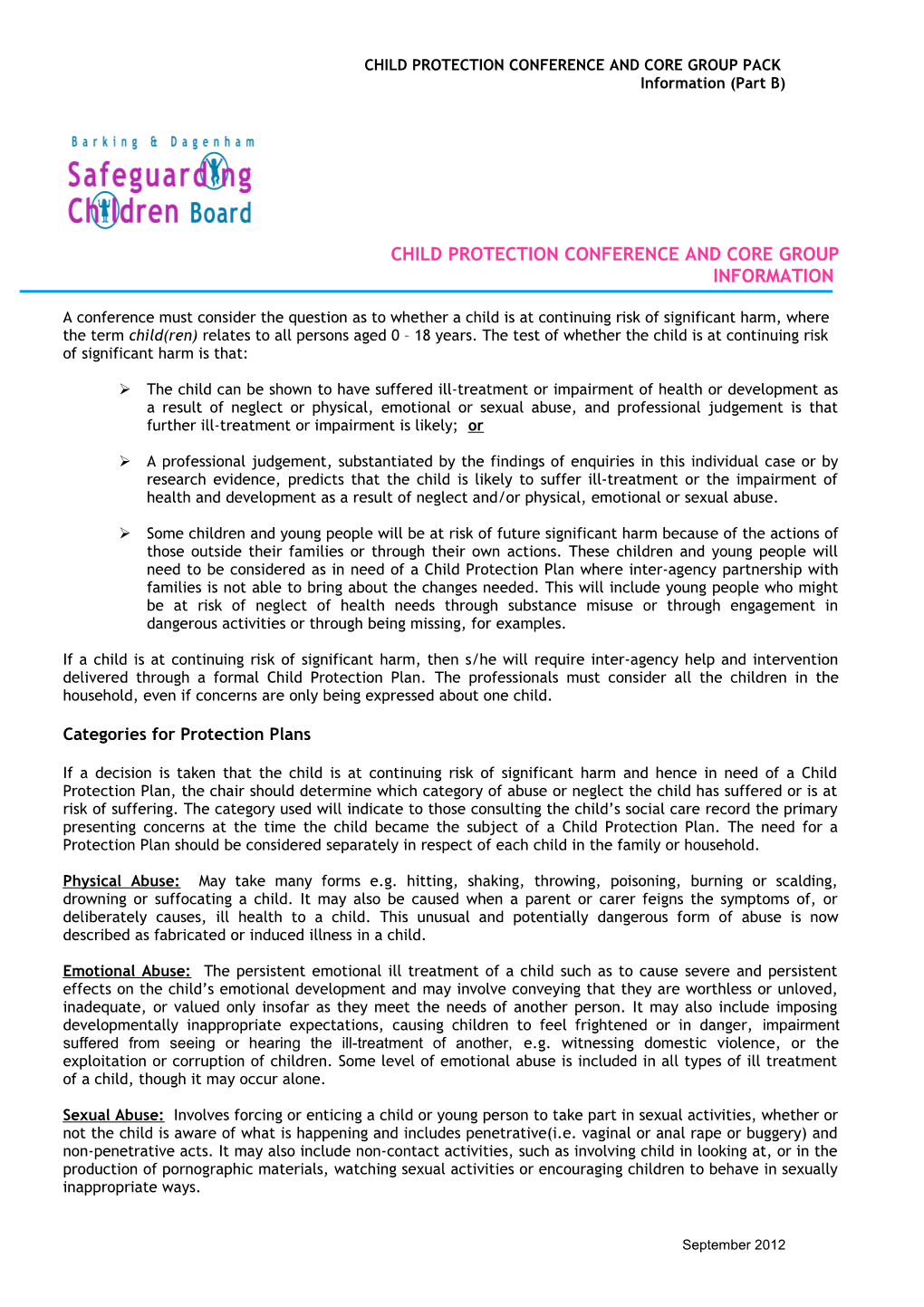 Child Protection Conference Information