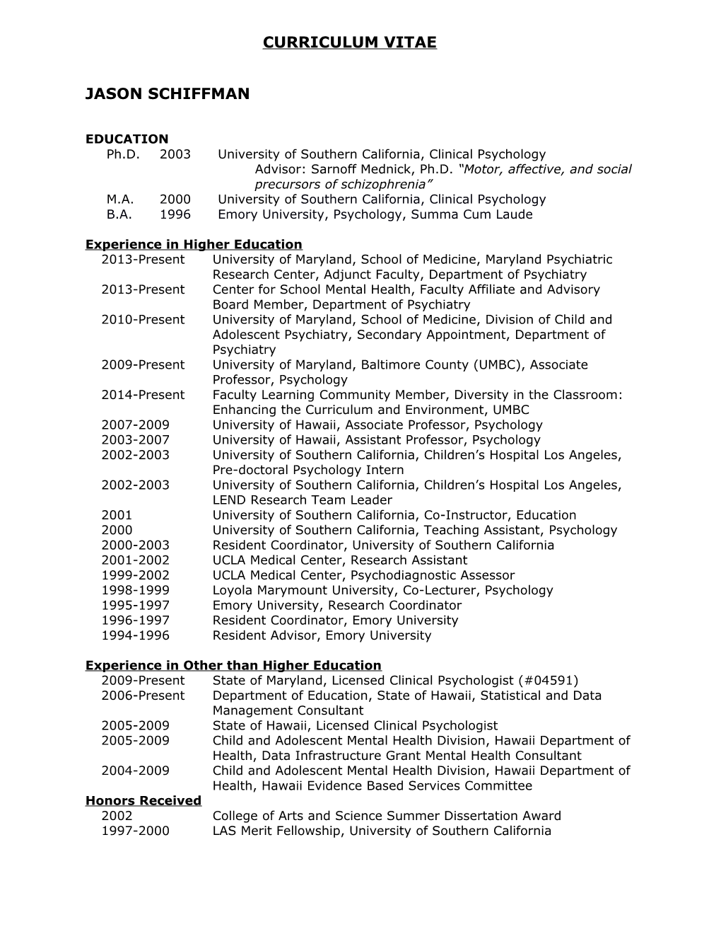 Jason Schiffman1 of 33Curriculum Vitae