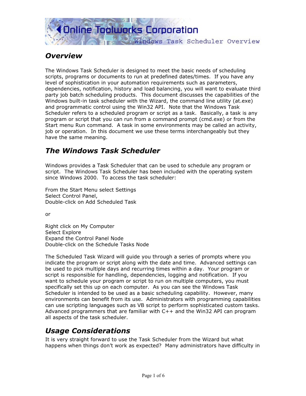 Using the Windows Task Scheduler