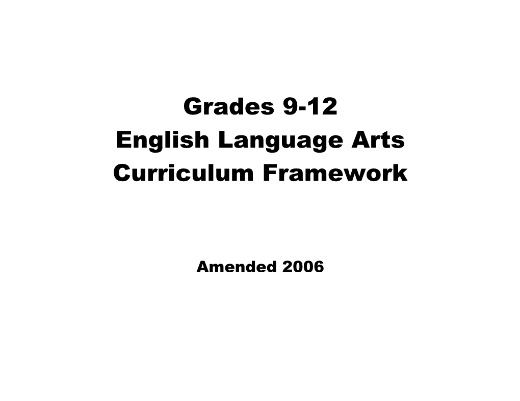 English Language Arts Curriculum Framework