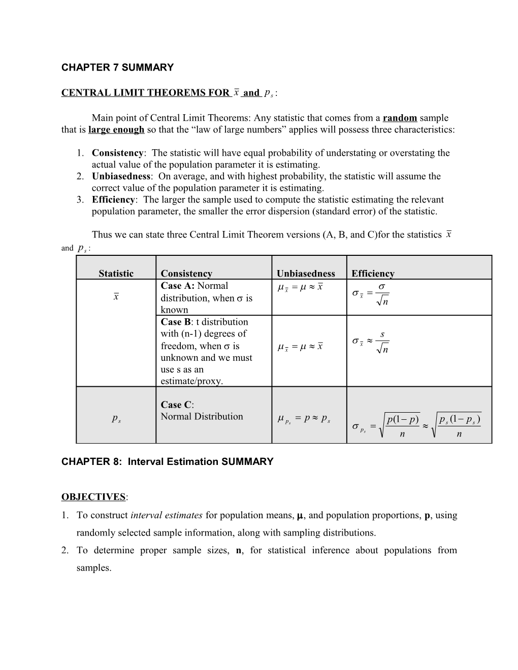 CHAPTER 6: Interval Estimation