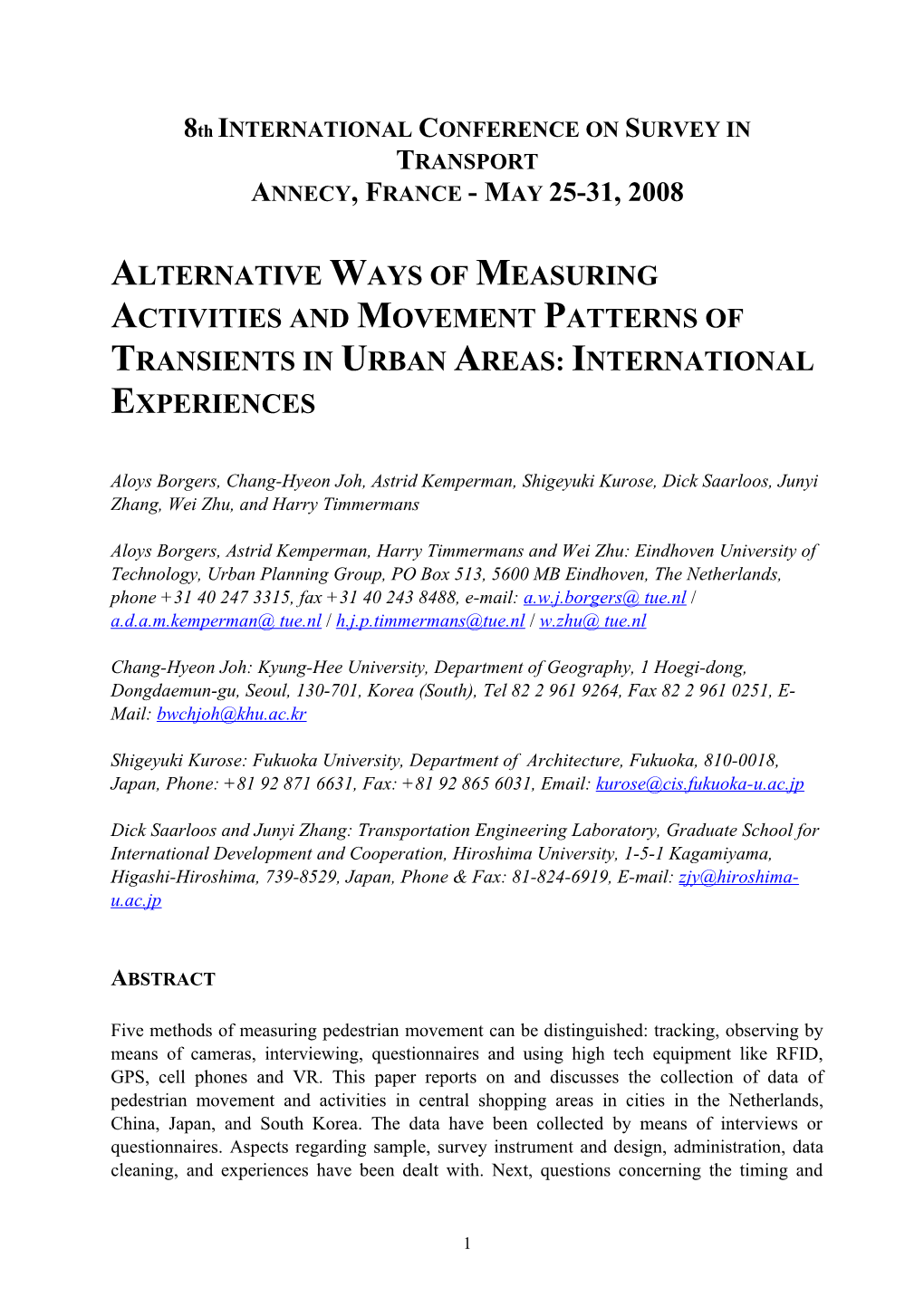 Micro-Simulation of Individual Space-Time Behavior in Urban Environments: a New Model And