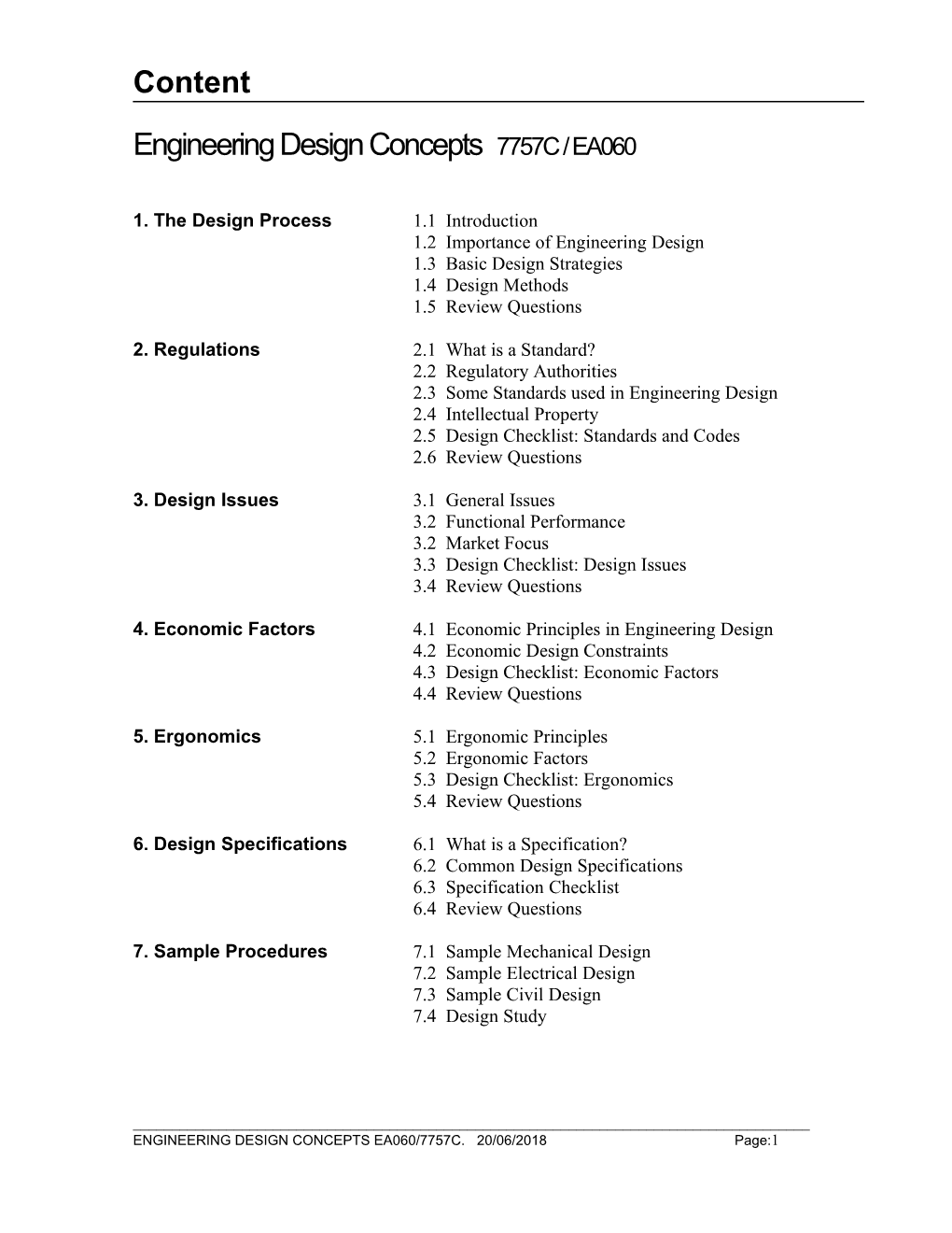 Engineering Design Concepts 7757C / EA060