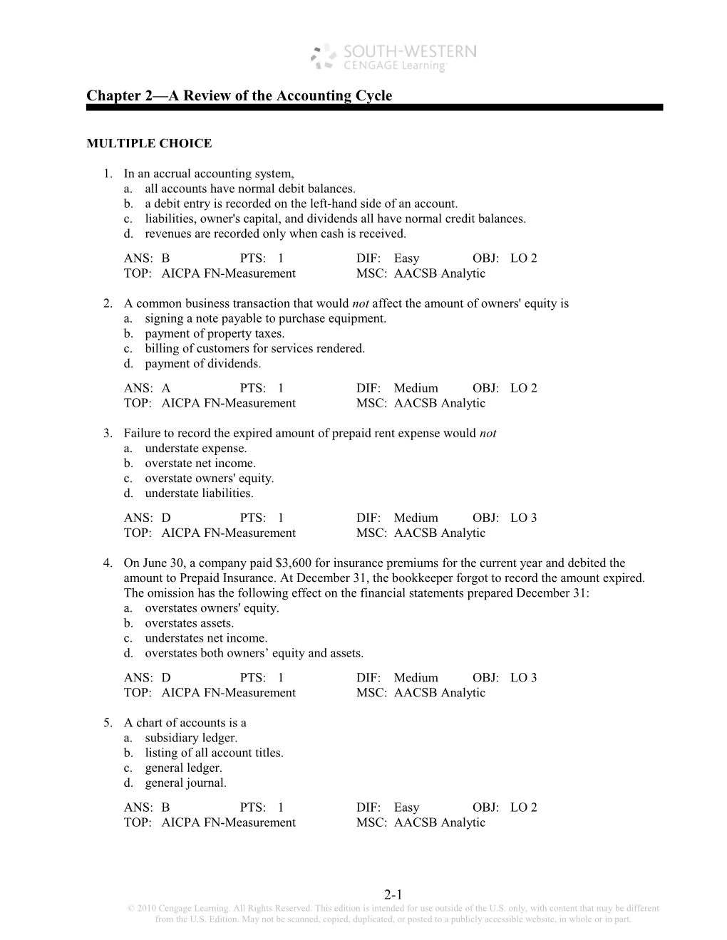 Chapter 2 a Review of the Accounting Cycle