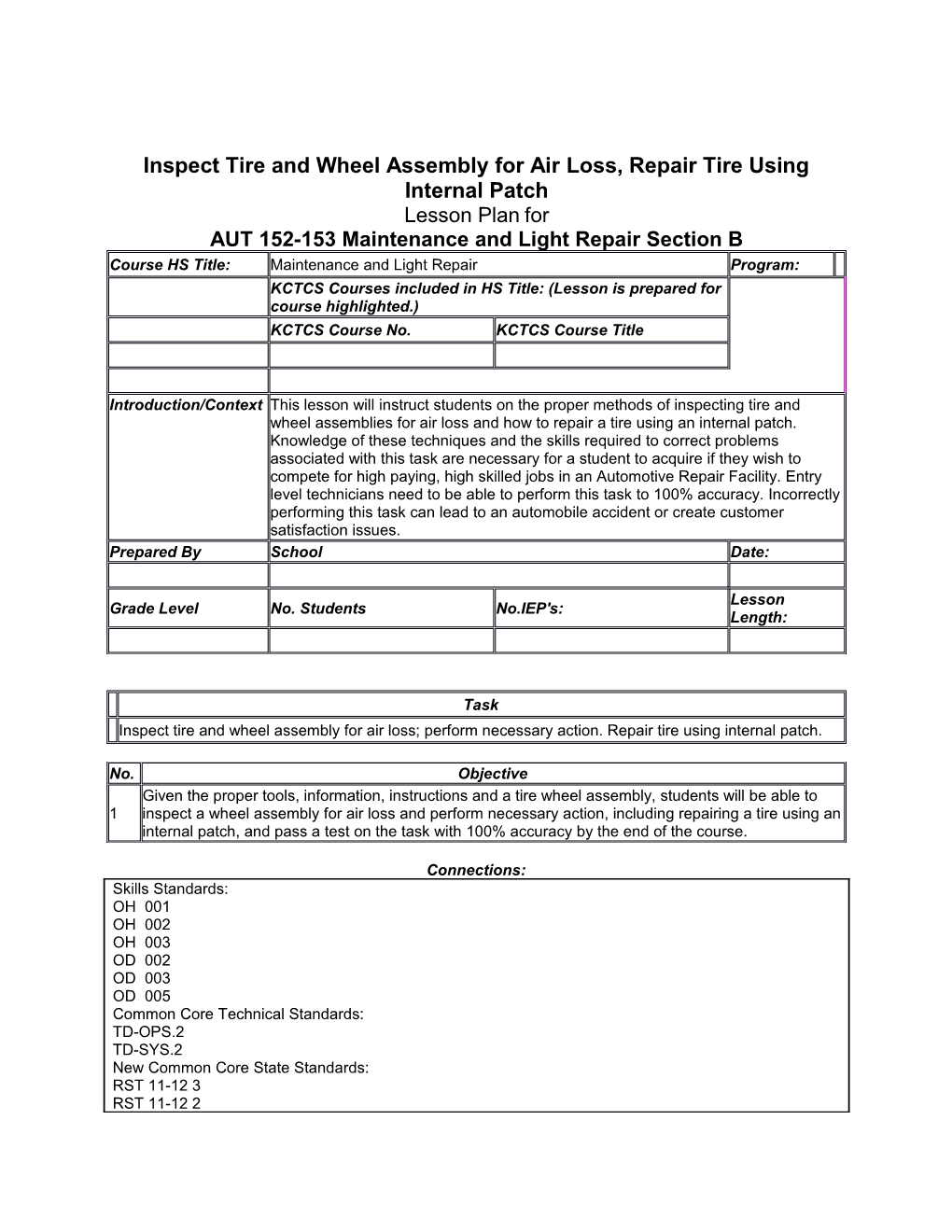 Inspect Tire and Wheel Assembly for Air Loss, Repair Tire Using Internal Patch