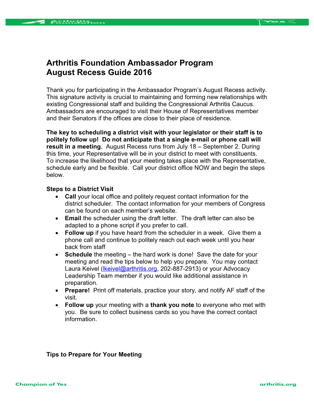 Arthritis Foundation Ambassador Program