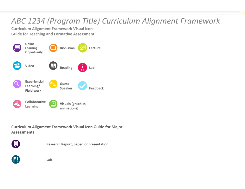 ABC1234(Program Title) Curriculum Alignment Framework