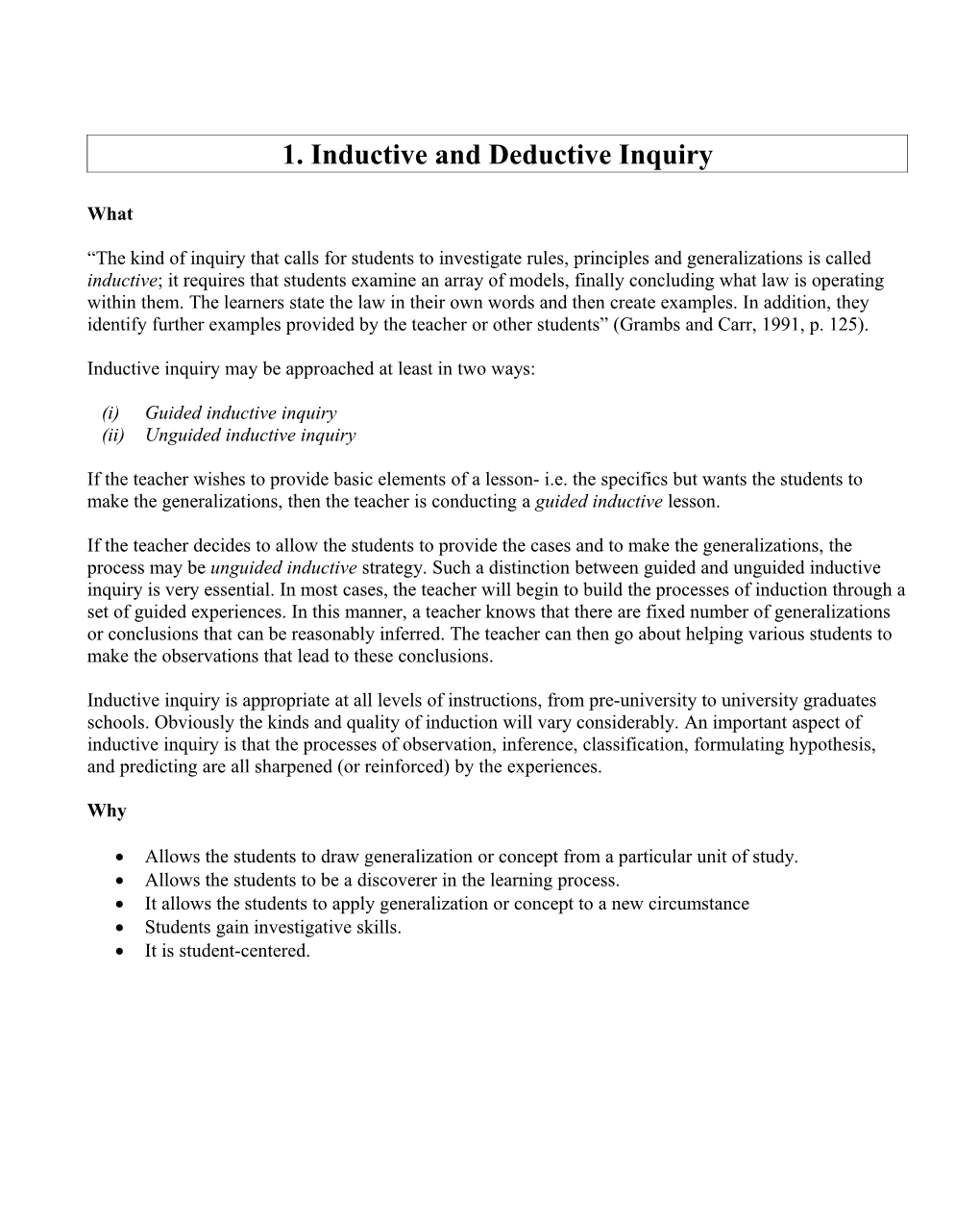 1. Inductive and Deductive Inquiry