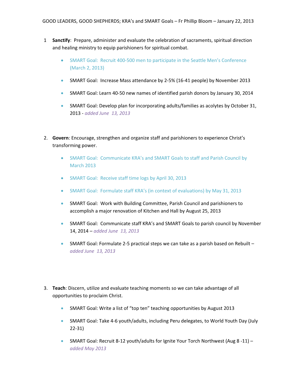 GOOD LEADERS, GOOD SHEPHERDS; KRA S and Smartgoals Fr Phillip Bloom January 22, 2013