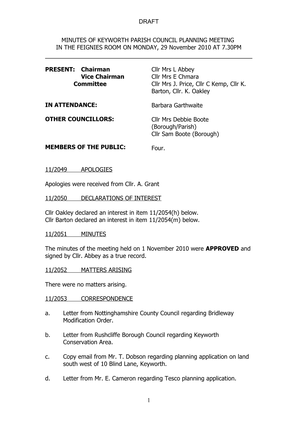 Minutes of Keyworth Parish Council Planning Meeting s2