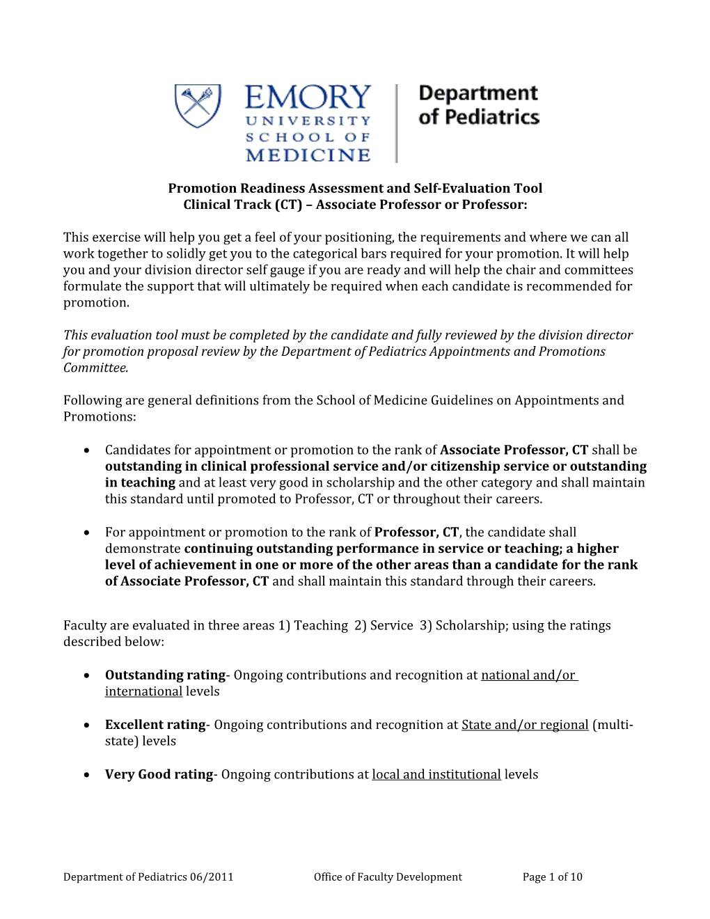 Promotionreadiness Assessment and Self-Evaluation Tool