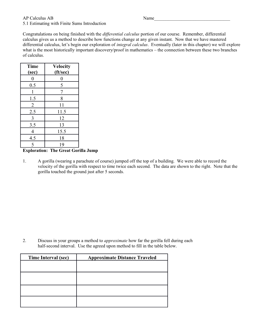 5.1 Estimating with Finite Sums Introduction