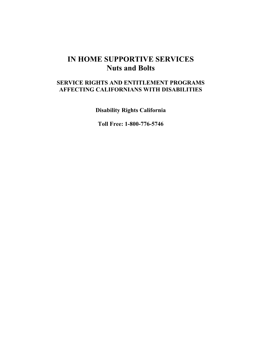 Disability Rights California - Publications - In-Home Supportive Services - Nuts & Bolts