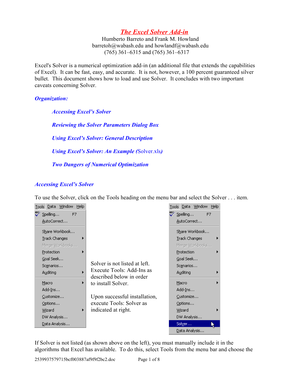 CHAPTER 4: Using the Excel Solver on A