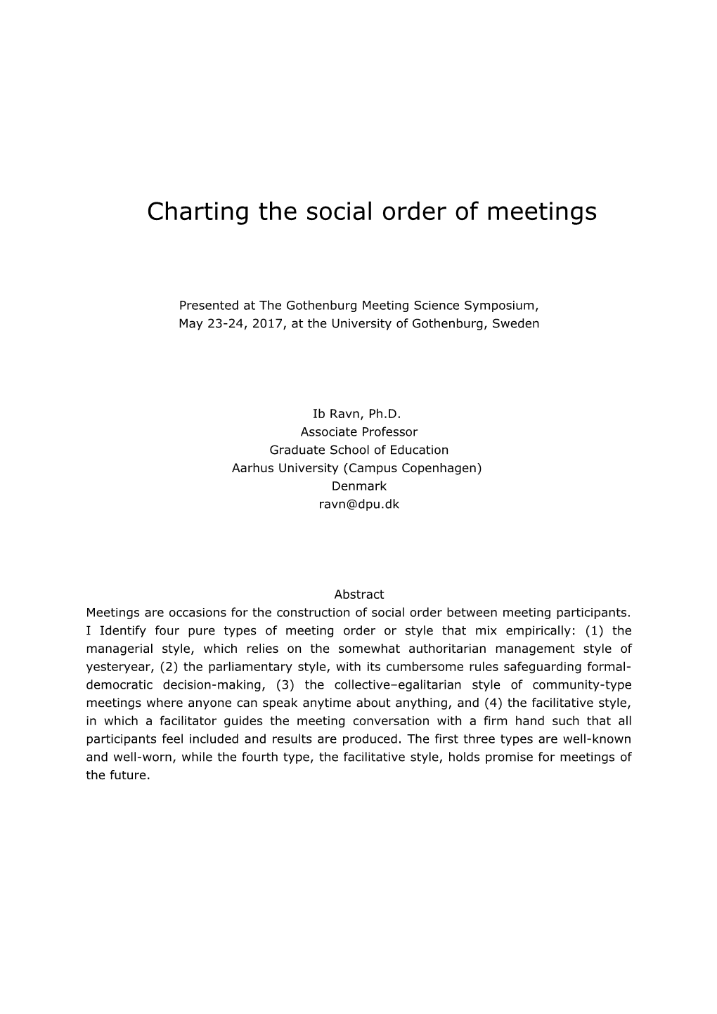 Charting the Social Order of Meetings