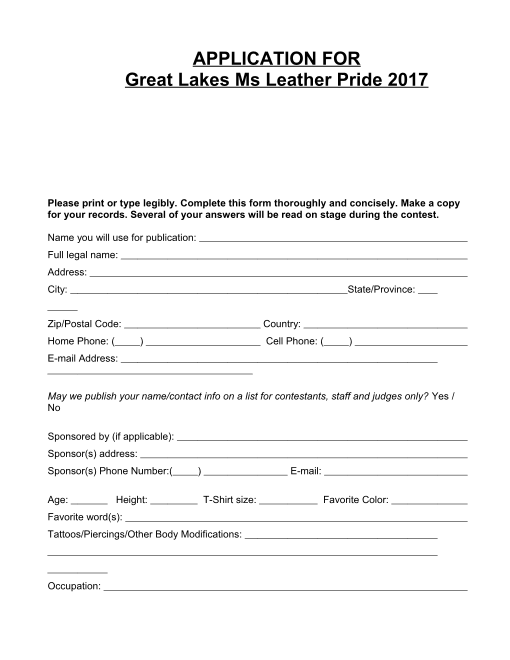 Application Form for International Ms Leathertm