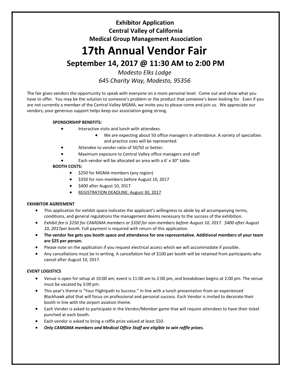 Exhibitor Application