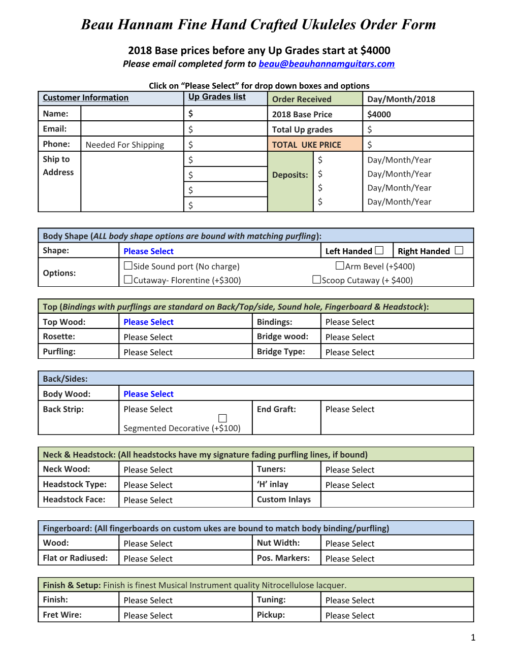 BH Custom Uke Order Form