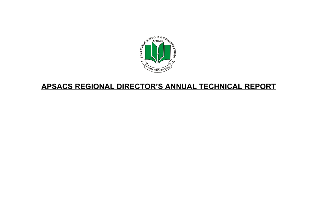 Apsacs Regional Director S Annual Technical Report