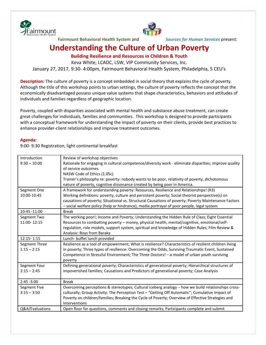 Understanding the Culture of Urban Poverty