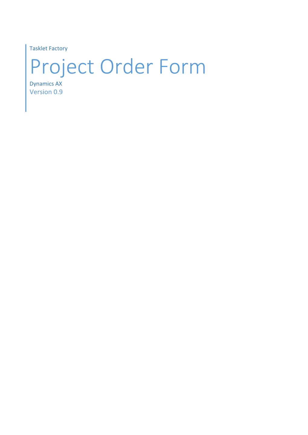 Project Order Form