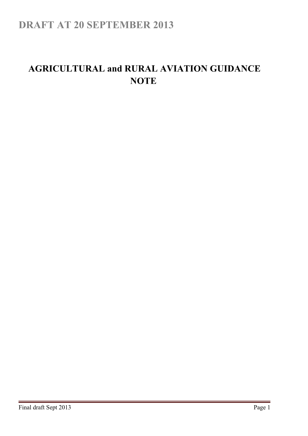 AGRICULTURAL and RURAL AVIATION GUIDANCE NOTE