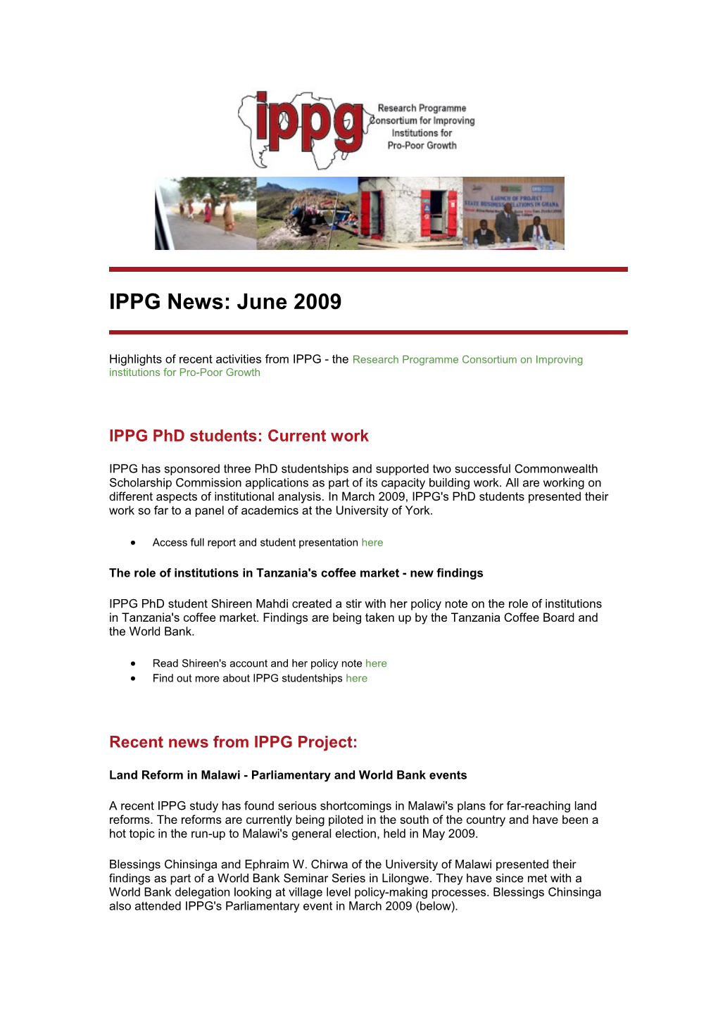 IPPG Phd Students: Current Work