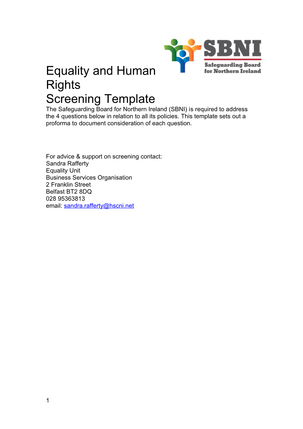 Equality and Human Rights Screening Template