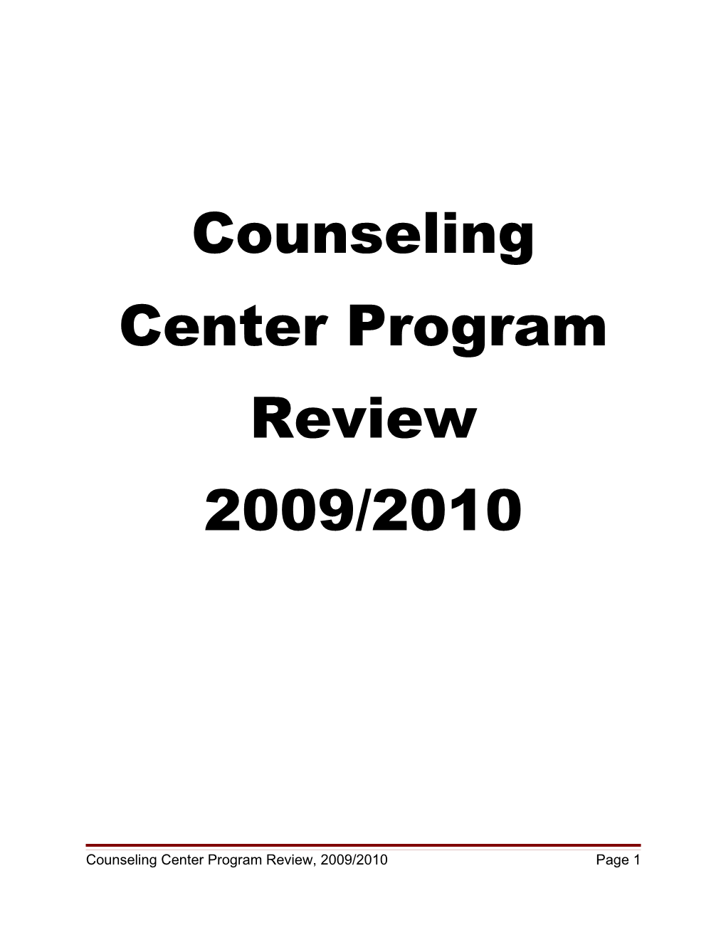 Counseling Center Program Review 2009/2010