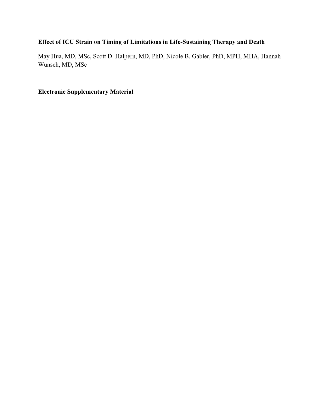 Effect of ICU Strain on Timing of Limitations in Life-Sustaining Therapy and Death