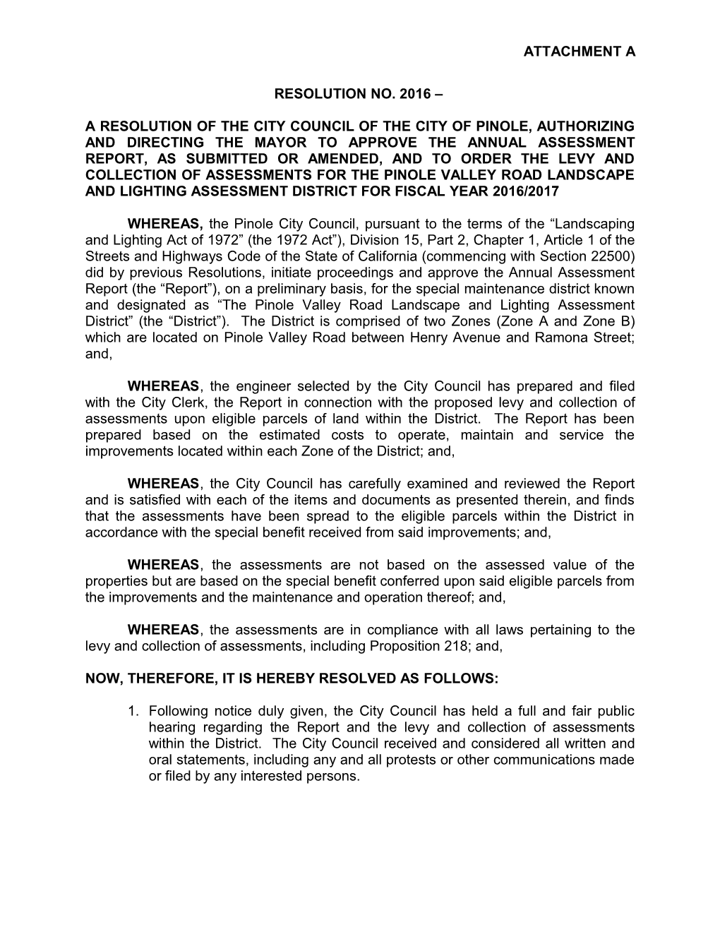 A Resolution of the City Councilof the City of Pinole, Authorizing and Directing the Mayor