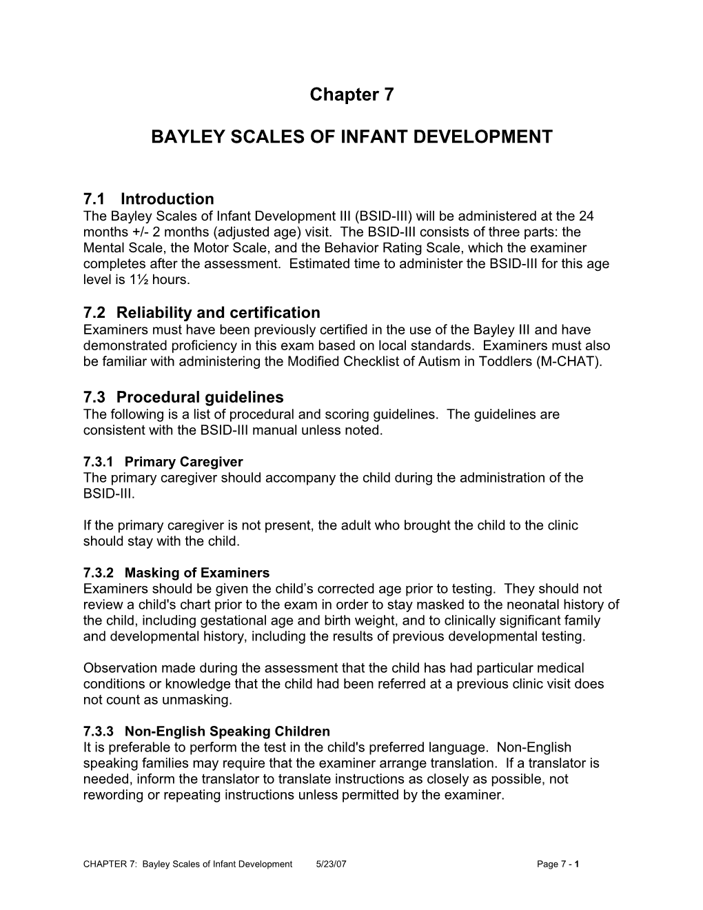 Bayley Scales of Infant Development