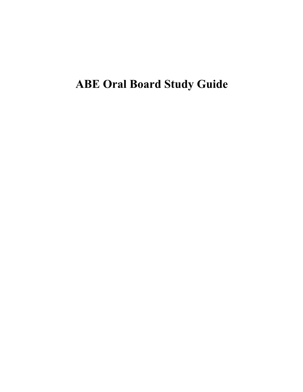 ABE Oral Board Study Guide