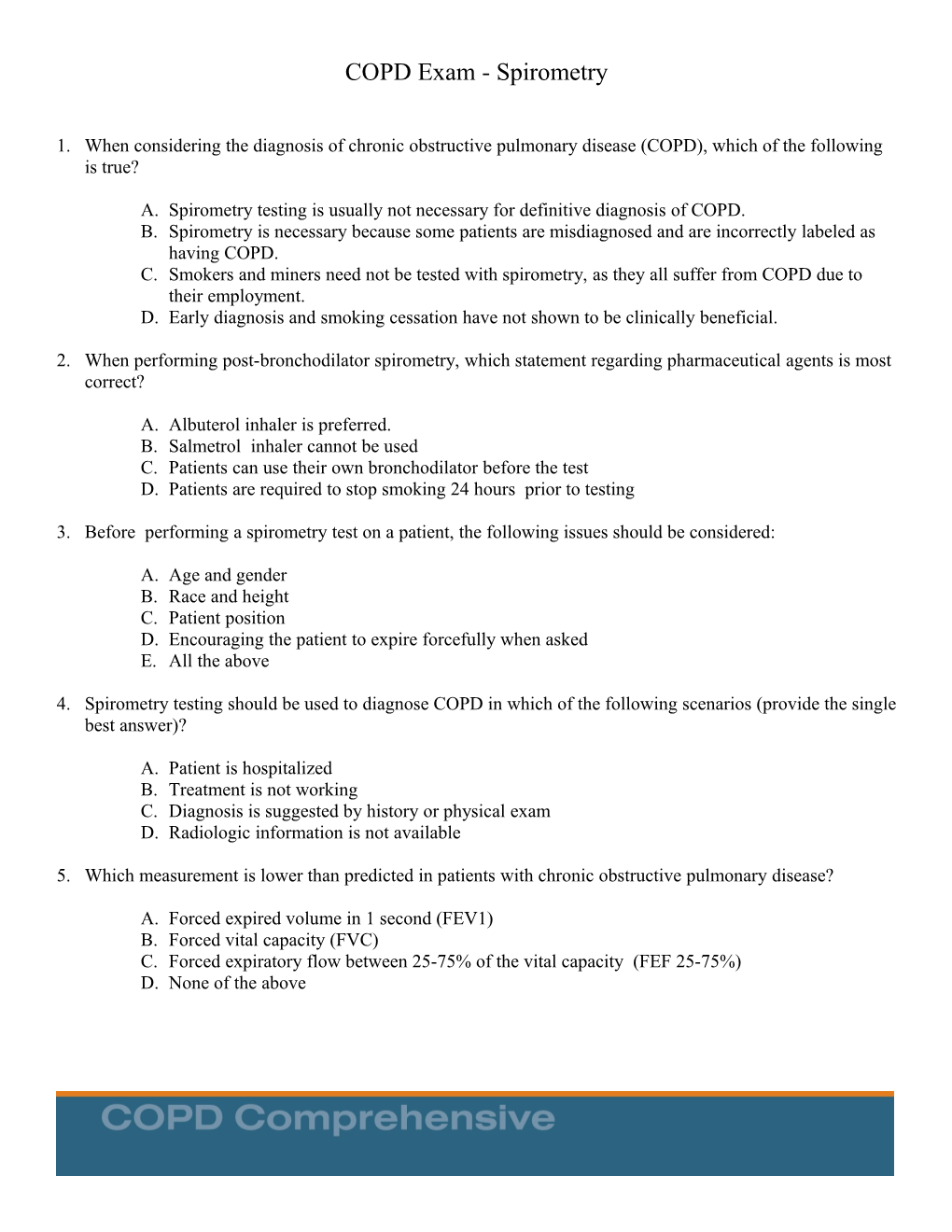 COPD Exam - Spirometry