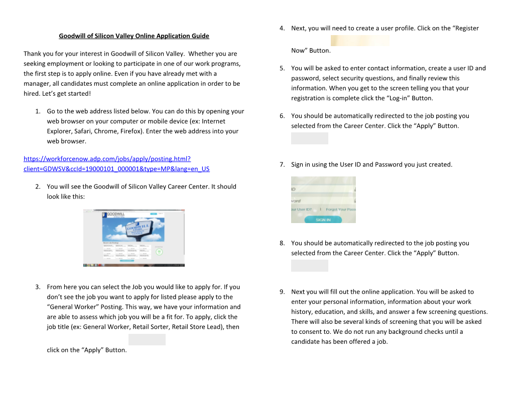 Goodwill of Silicon Valley Online Application Guide