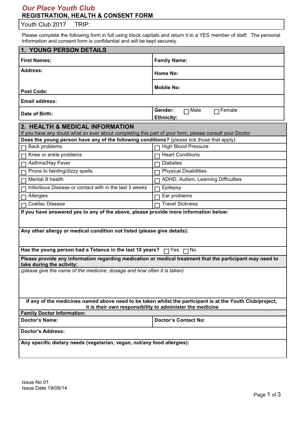 Young Cumbria Health & Consent Form