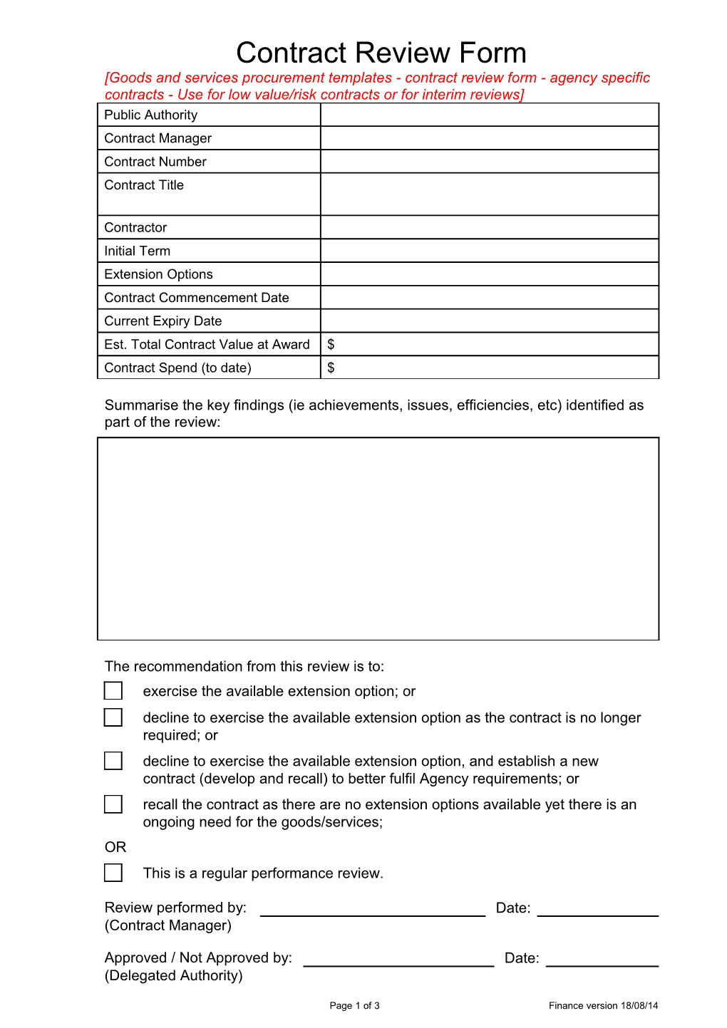 Contract Review Form