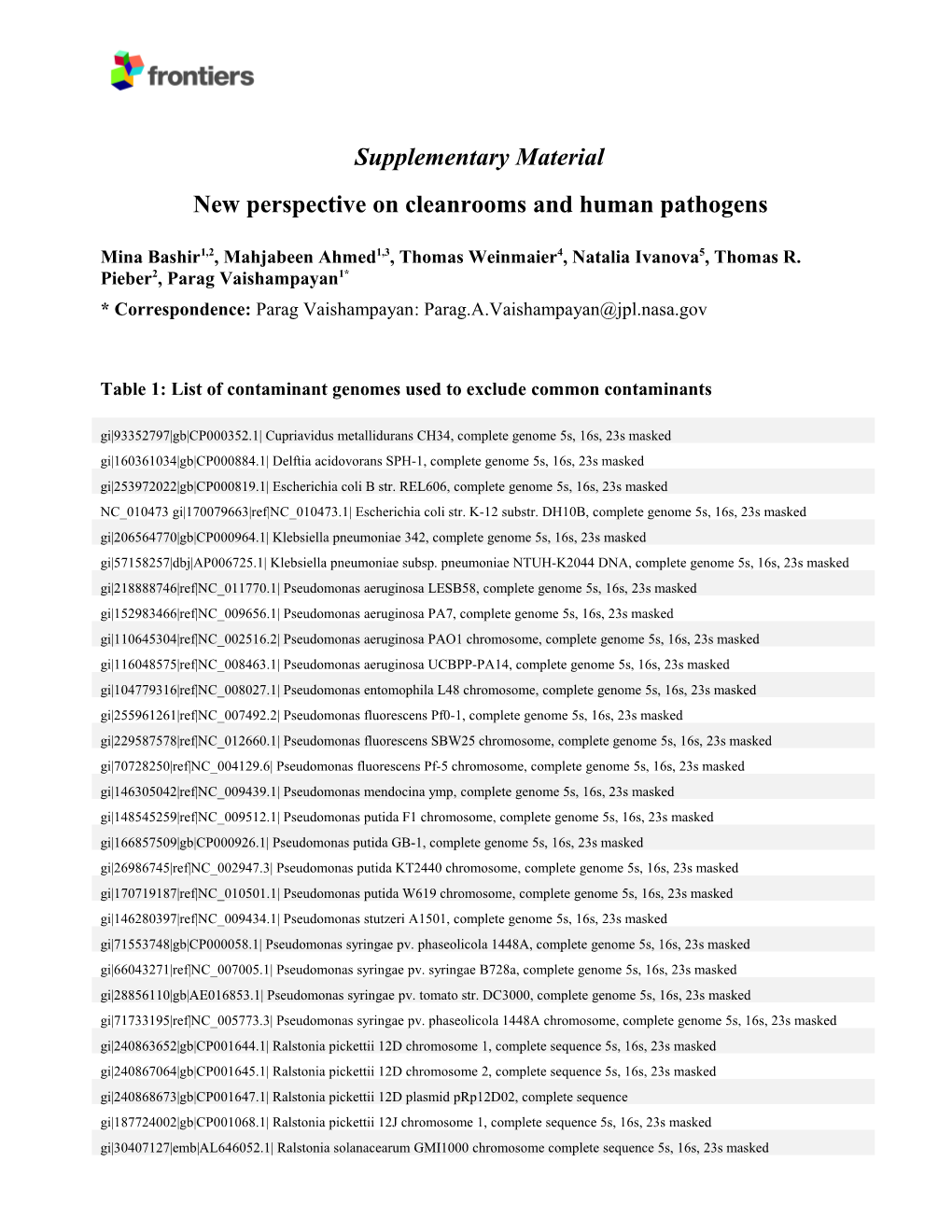 New Perspective on Cleanrooms and Human Pathogens