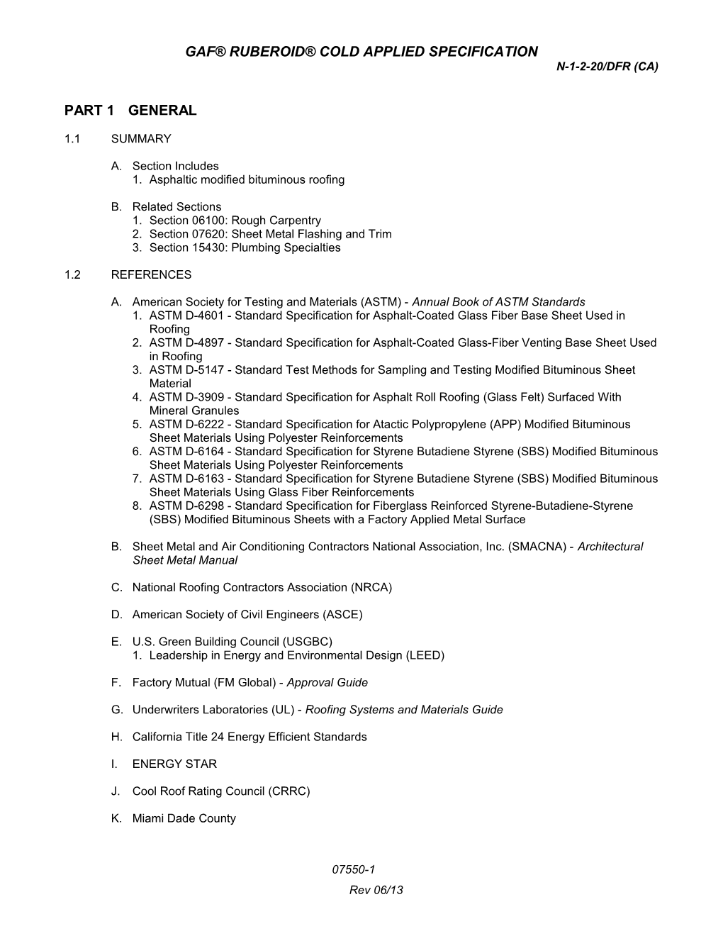 Gaf Ruberoid Cold Applied Specification s1