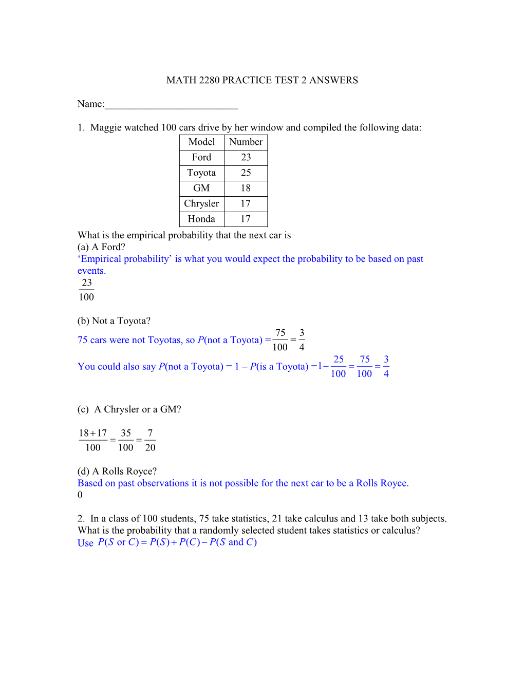 Math 2280 Practice Test 2 Answers