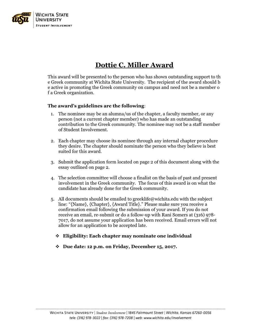 Dottie C. Miller Award