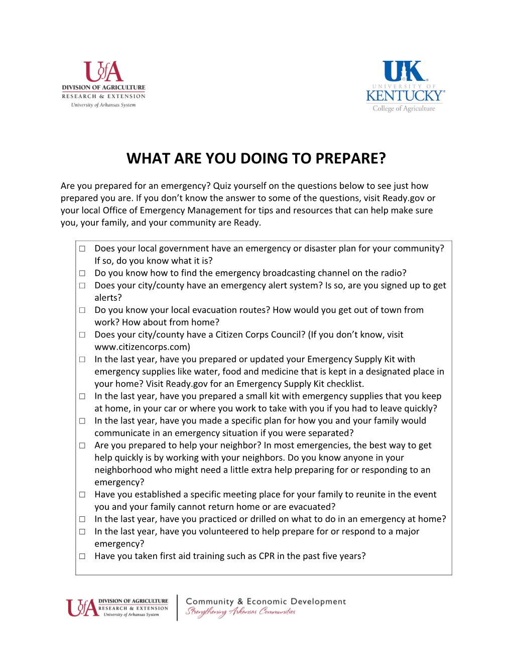 What Are You Doing to Prepare?