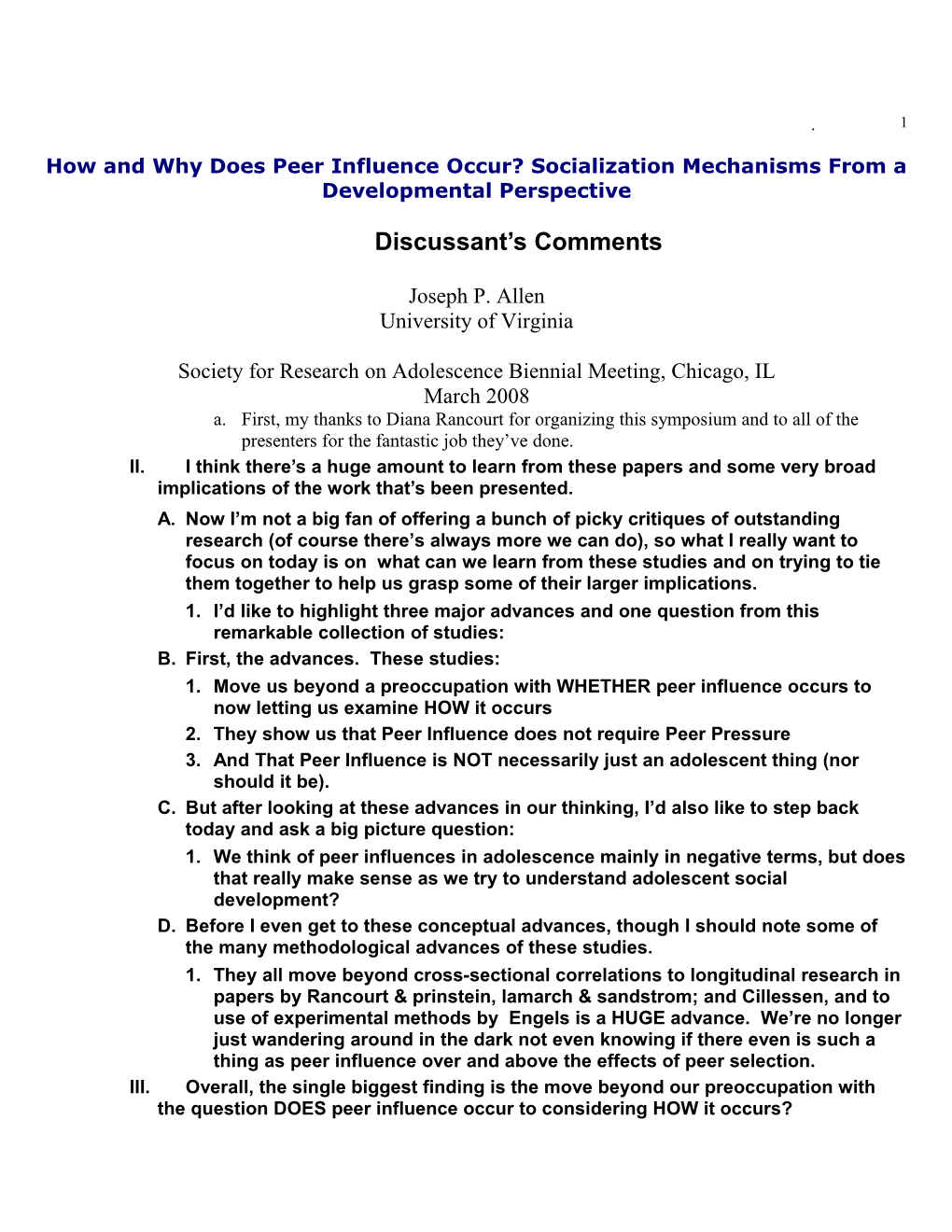 How and Why Does Peer Influence Occur? Socialization Mechanisms from a Developmental